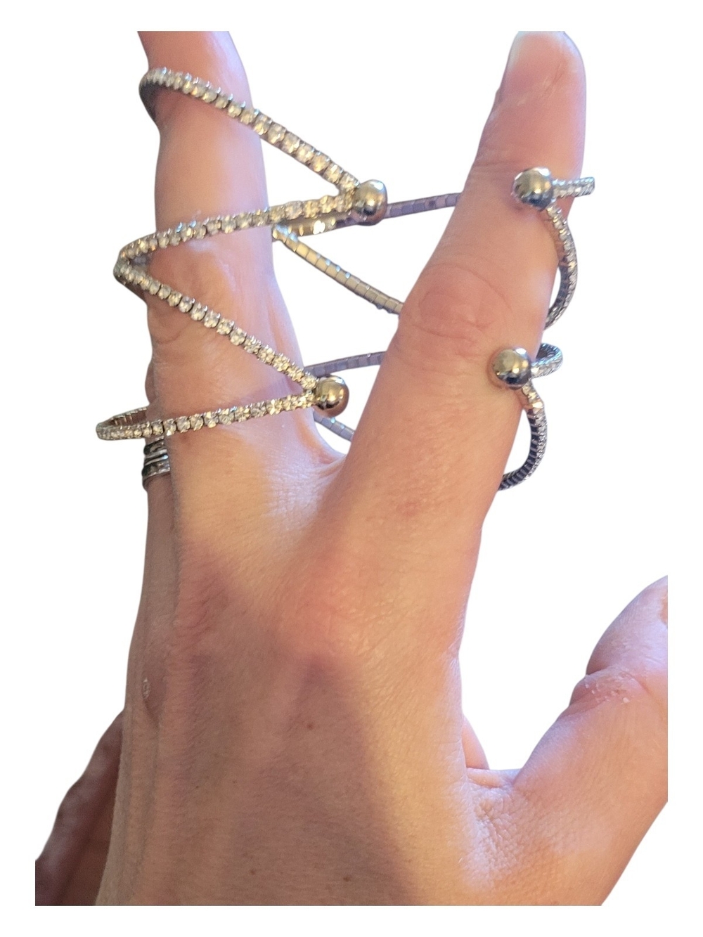 Rhinestone Cuff Bracelet in Silver